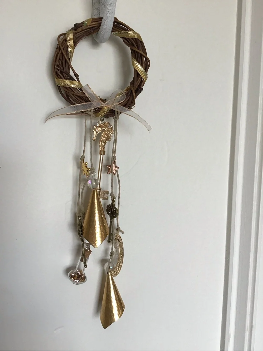 Gold and Brown Decorative Hanging Wind Chime Wall Accent